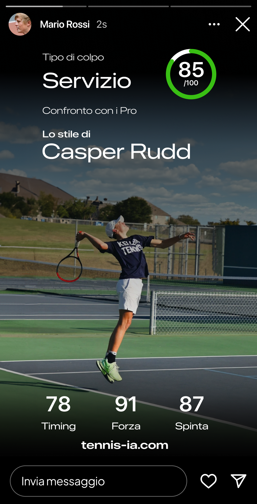 Condivisione social storia TennisIA